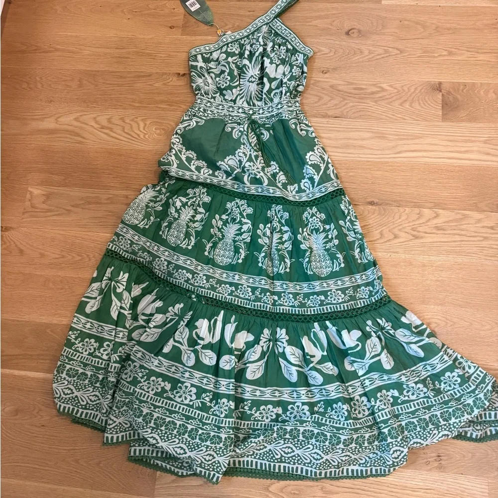 Farm Rio NWT One-Shoulder Green Floral Maxi Dress Size XSmall - Picture 4 of 5